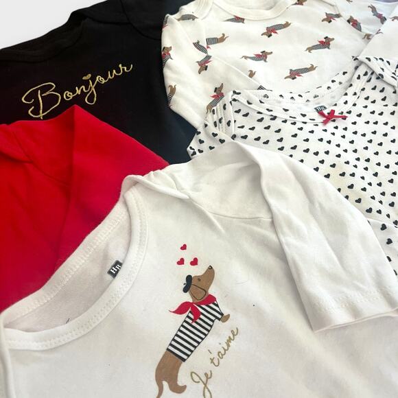 Hudson Baby Infant Girl Cotton Bodysuits 5-Pack – Bonjour, Size 9-12M - Picture 3 of 5